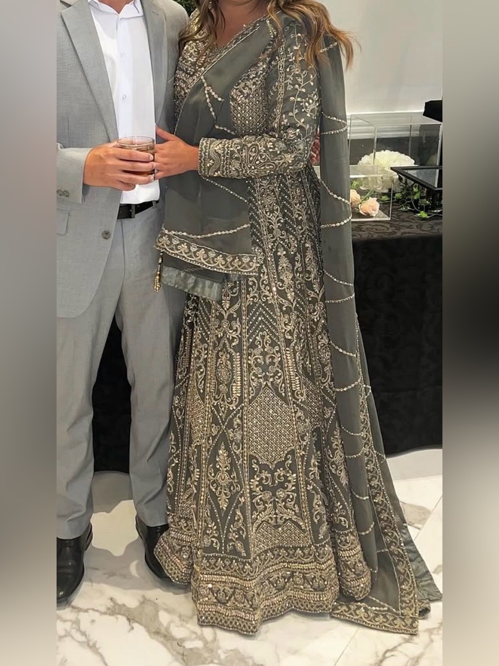 Embroidered 2 Piece Women's Formal Dress